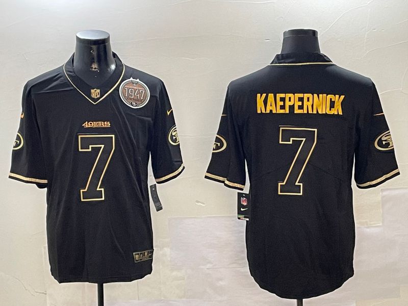 Men San Francisco 49ers 7 Kaepernick Black Gold Throwback 2024 Nike Limited NFL Jersey style 2
